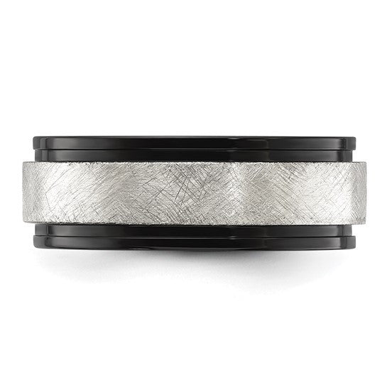 Titanium Polished with Brushed Center Black IP-plated 8mm Band