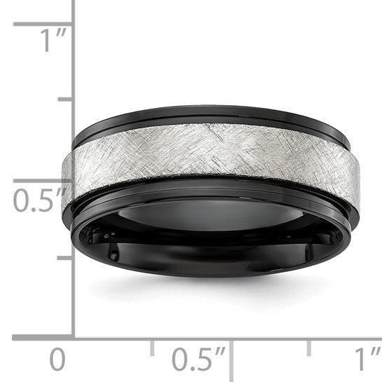 Titanium Polished with Brushed Center Black IP-plated 8mm Band