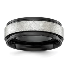 Titanium Polished with Brushed Center Black IP-plated 8mm Band