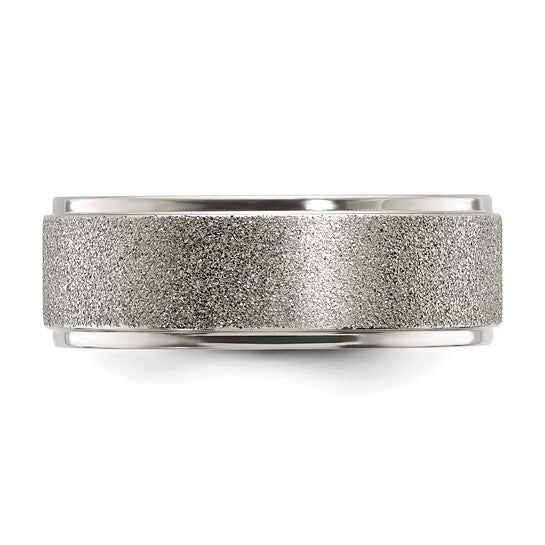 Titanium Polished Laser-cut Center 8mm Band