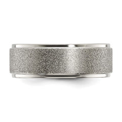 Titanium Polished Laser-cut Center 8mm Band