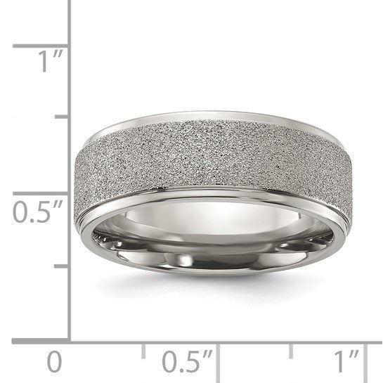 Titanium Polished Laser-cut Center 8mm Band