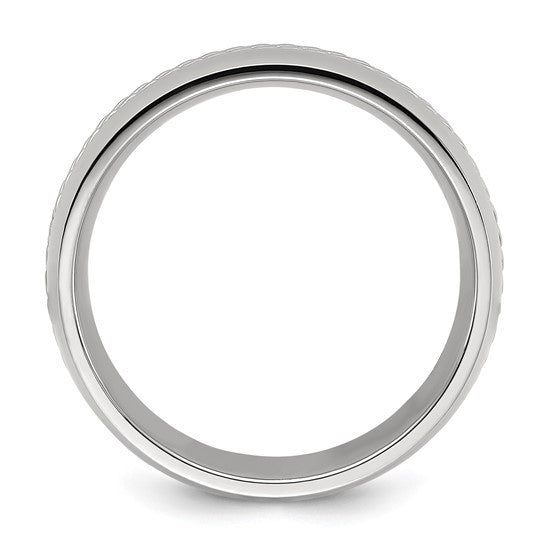 Titanium Polished with Curb Chain Inlay 7mm Band