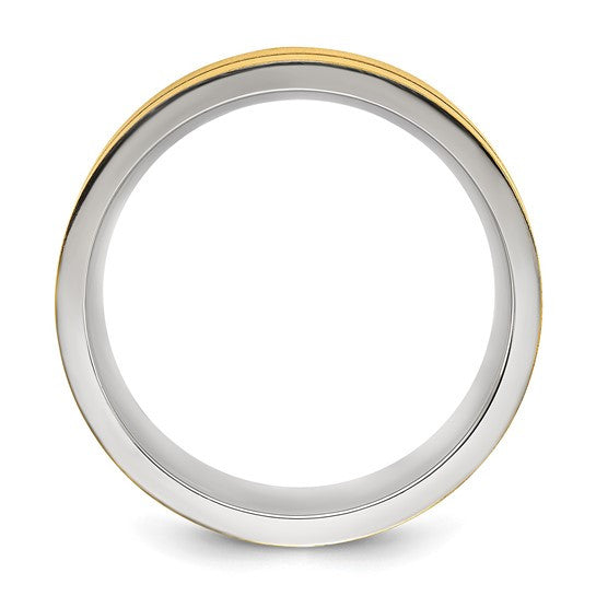 Titanium Brushed and Polished Yellow IP-plated 8mm Band