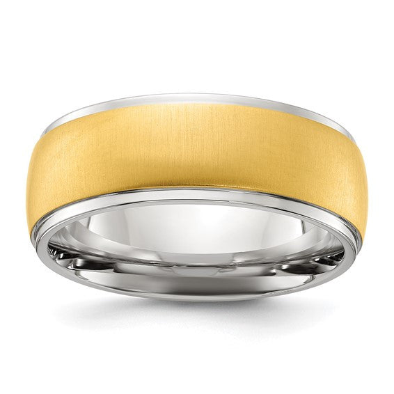 Titanium Polished with Brushed Yellow IP-plated Center 8mm Band