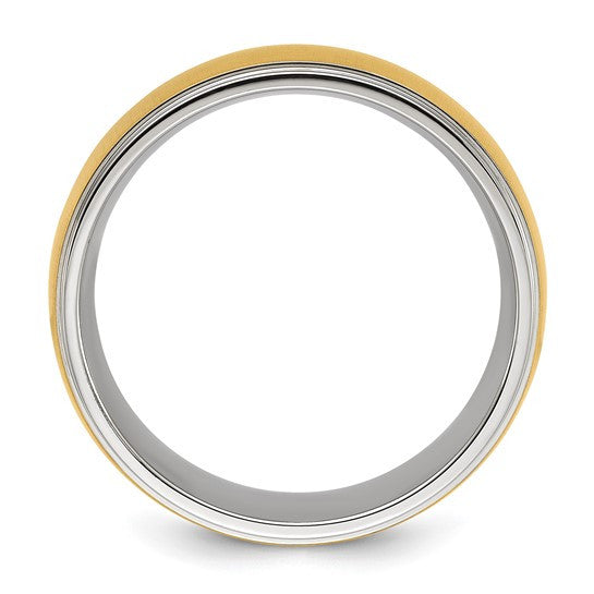 Titanium Polished with Brushed Yellow IP-plated Center 8mm Band