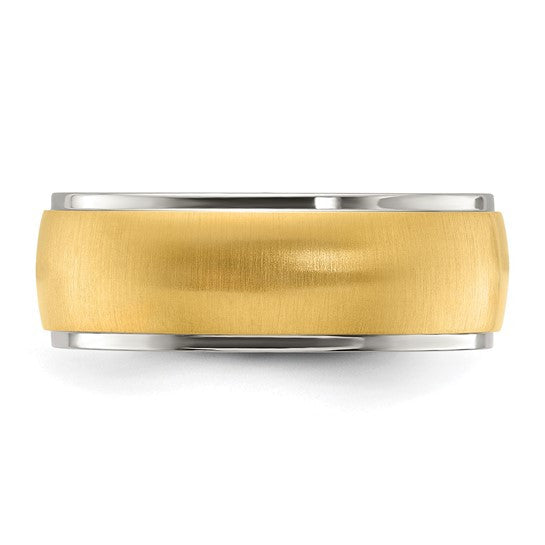 Titanium Polished with Brushed Yellow IP-plated Center 8mm Band