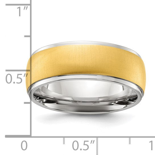 Titanium Polished with Brushed Yellow IP-plated Center 8mm Band