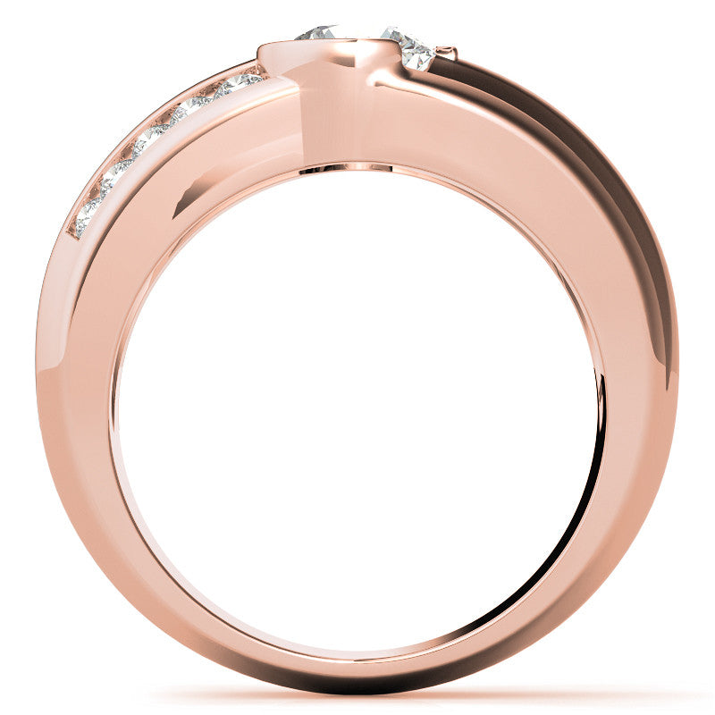 1ct/6.5mm Round Brilliant Moissanite Channel Mens Ring