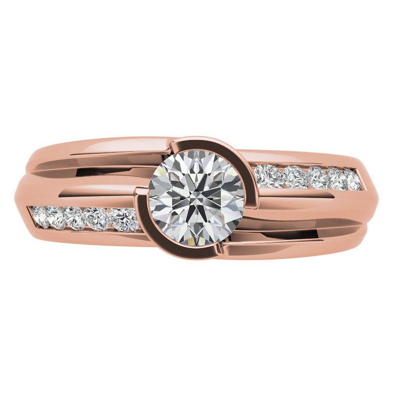 1ct/6.5mm Round Brilliant Moissanite Channel Mens Ring