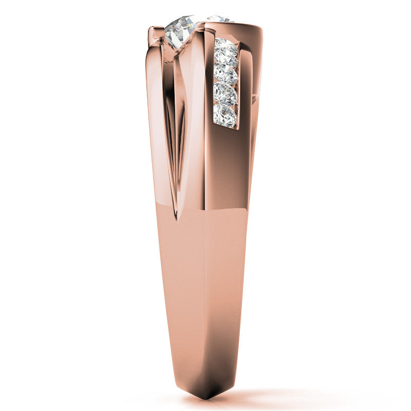 1ct/6.5mm Round Brilliant Moissanite Channel Mens Ring