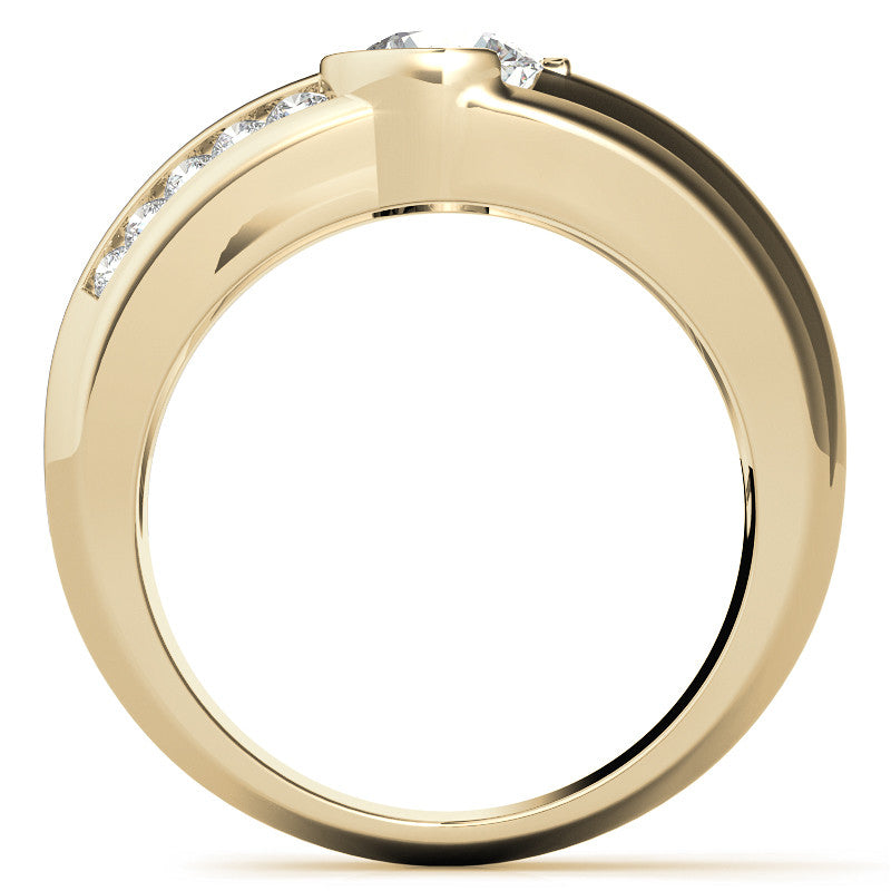 1ct/6.5mm Round Brilliant Moissanite Channel Mens Ring