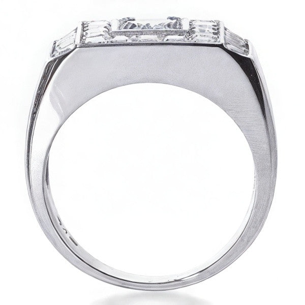 4.5mm Round Brilliant Moissanite Mens Ring