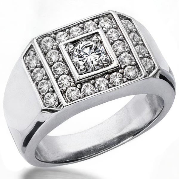 4.5mm Round Brilliant Moissanite Mens Ring