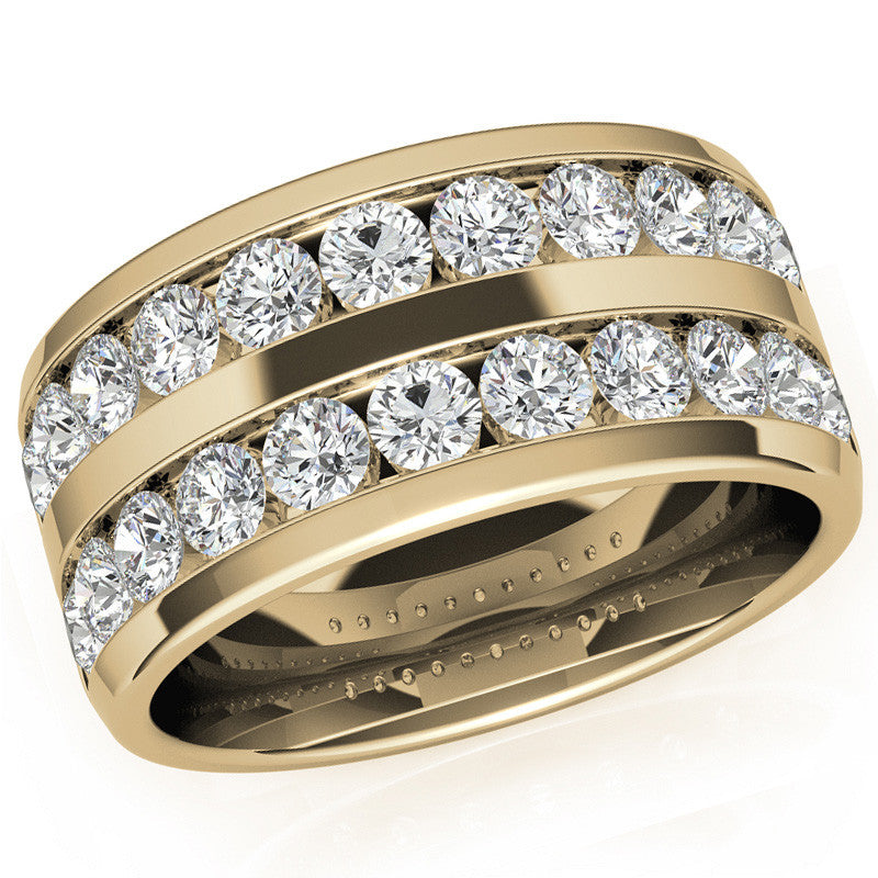 3.25mm Round Brilliant Moissanite Channel Mens Ring