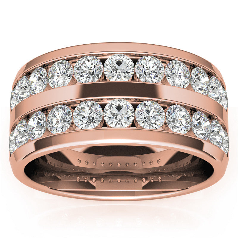 3.25mm Round Brilliant Moissanite Channel Mens Ring