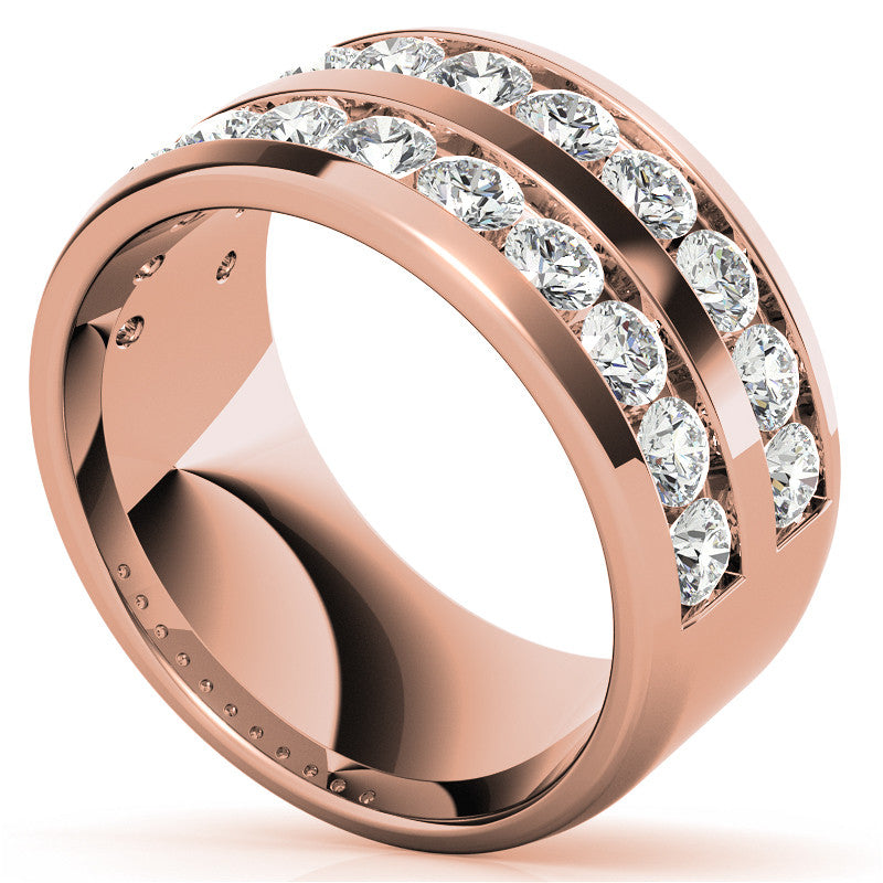 3.25mm Round Brilliant Moissanite Channel Mens Ring