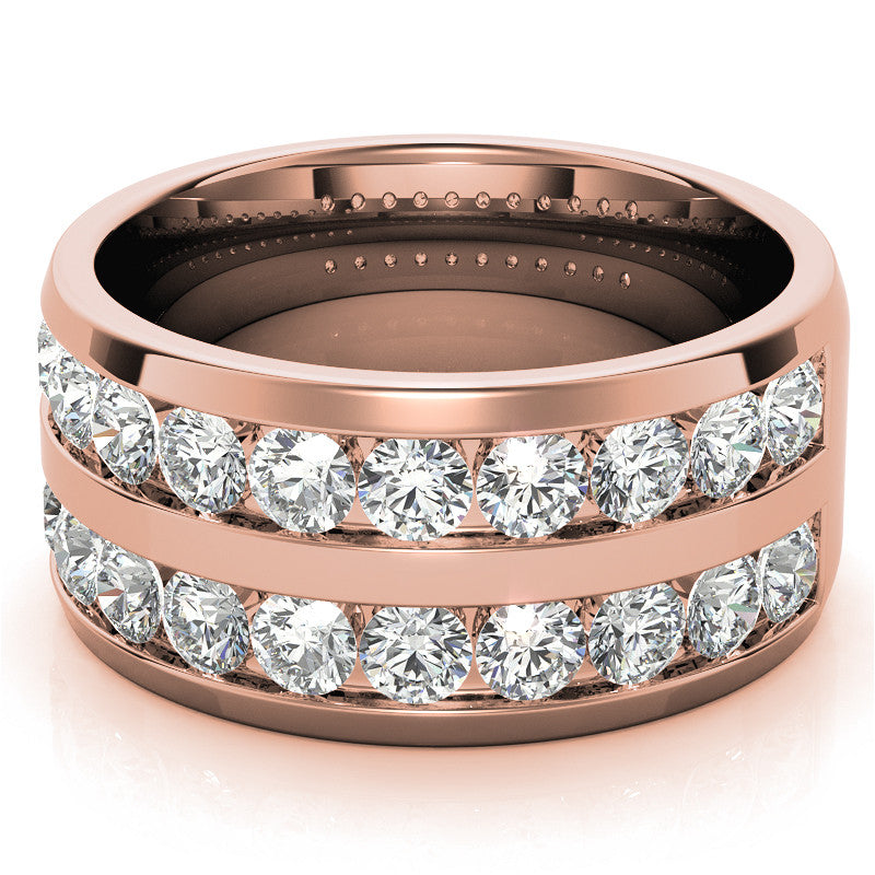 3.25mm Round Brilliant Moissanite Channel Mens Ring