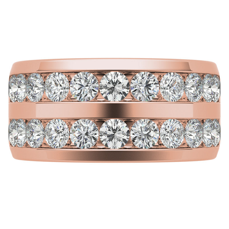 3.25mm Round Brilliant Moissanite Channel Mens Ring