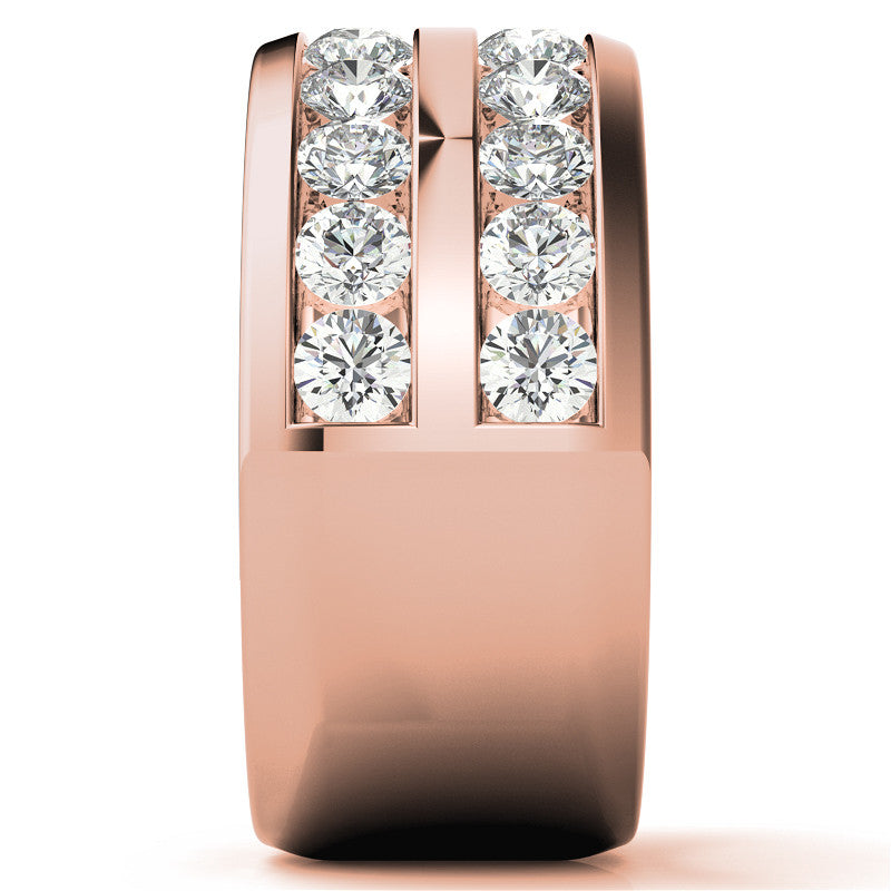 3.25mm Round Brilliant Moissanite Channel Mens Ring