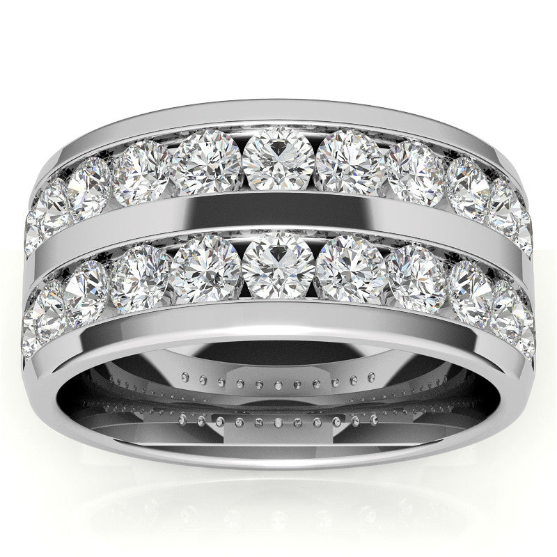3.25mm Round Brilliant Moissanite Channel Mens Ring