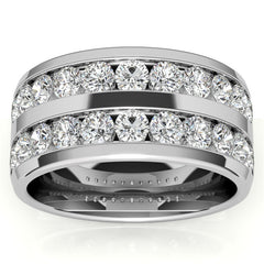3.25mm Round Brilliant Moissanite Channel Mens Ring