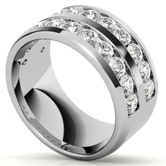3.25mm Round Brilliant Moissanite Channel Mens Ring