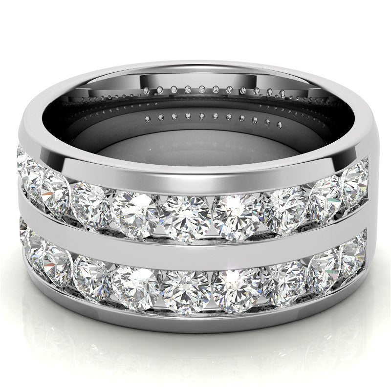 3.25mm Round Brilliant Moissanite Channel Mens Ring