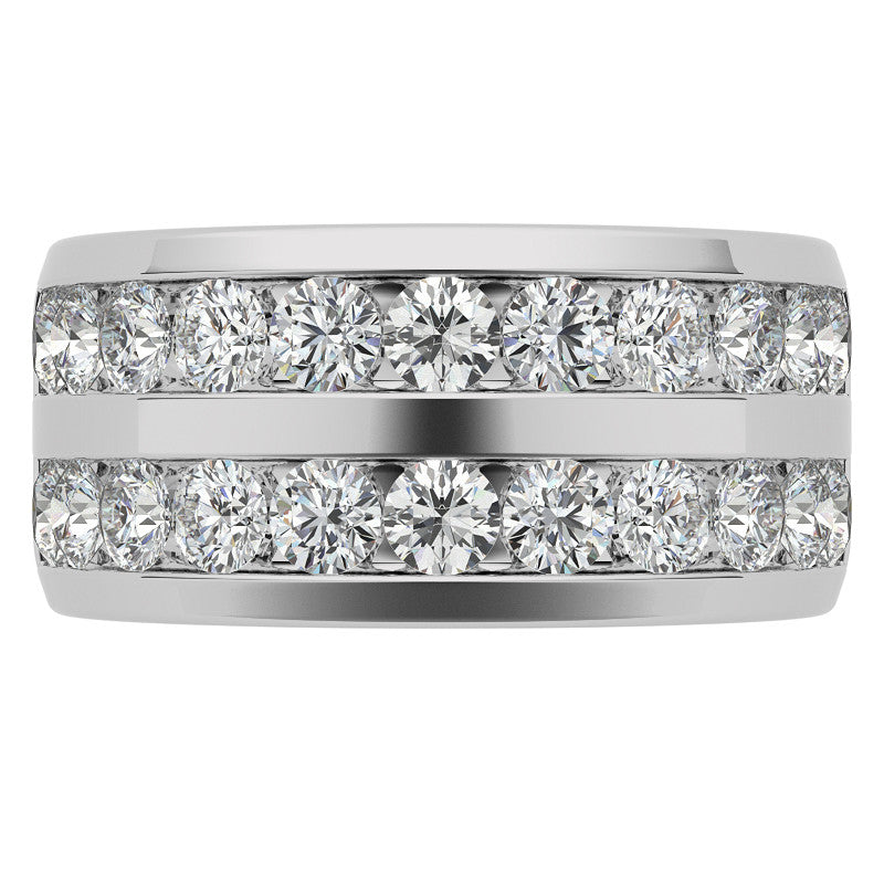3.25mm Round Brilliant Moissanite Channel Mens Ring