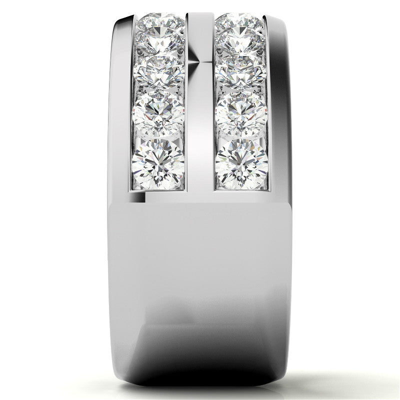 3.25mm Round Brilliant Moissanite Channel Mens Ring