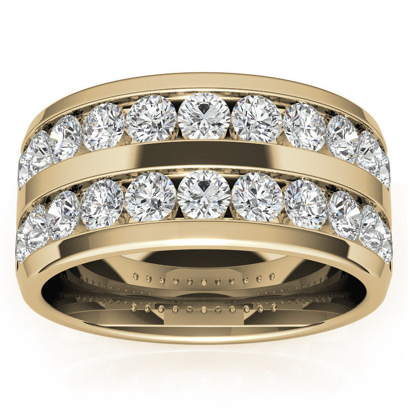 3.25mm Round Brilliant Moissanite Channel Mens Ring