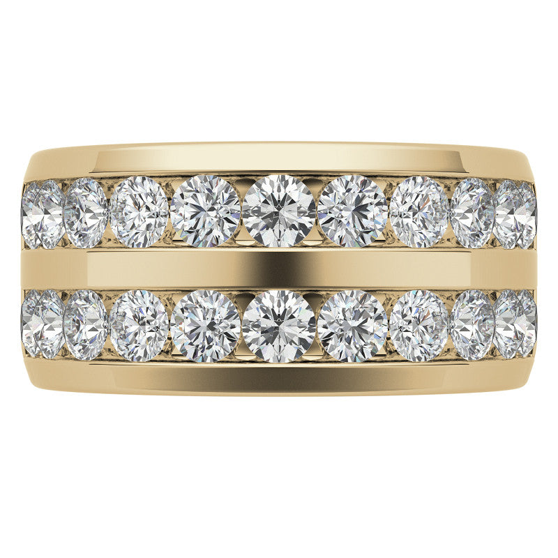 3.25mm Round Brilliant Moissanite Channel Mens Ring