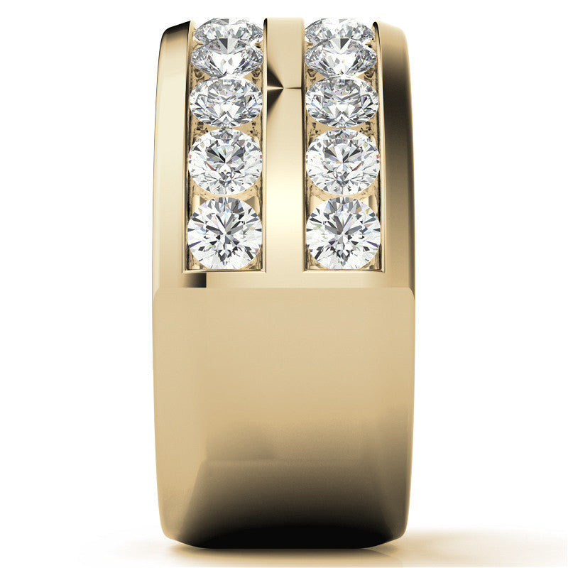 3.25mm Round Brilliant Moissanite Channel Mens Ring