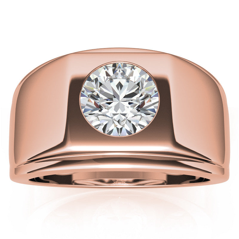 8mm, 2ct Round Mens Moissanite Ring