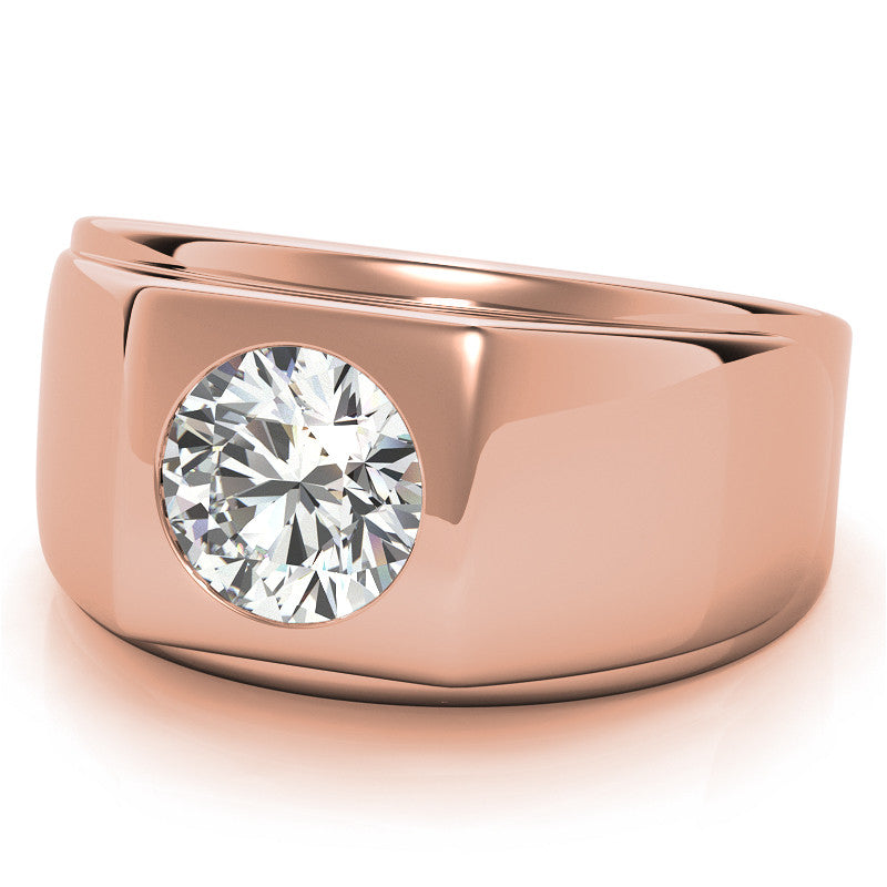 8mm, 2ct Round Mens Moissanite Ring