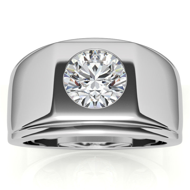8mm, 2ct Round Mens Moissanite Ring