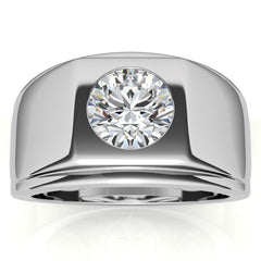 8mm, 2ct Round Mens Moissanite Ring