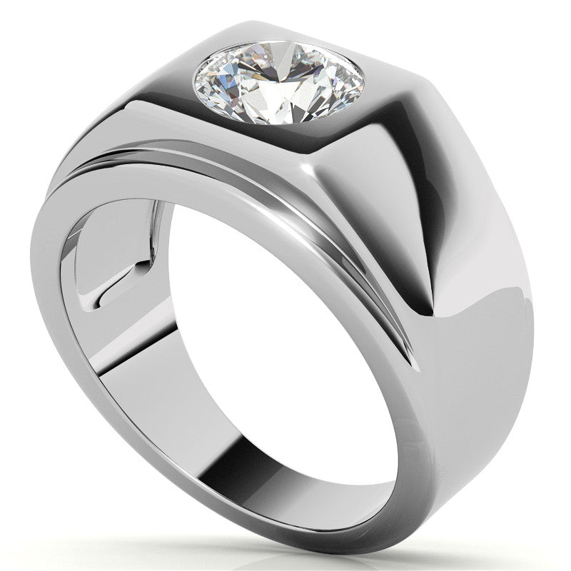 8mm, 2ct Round Mens Moissanite Ring