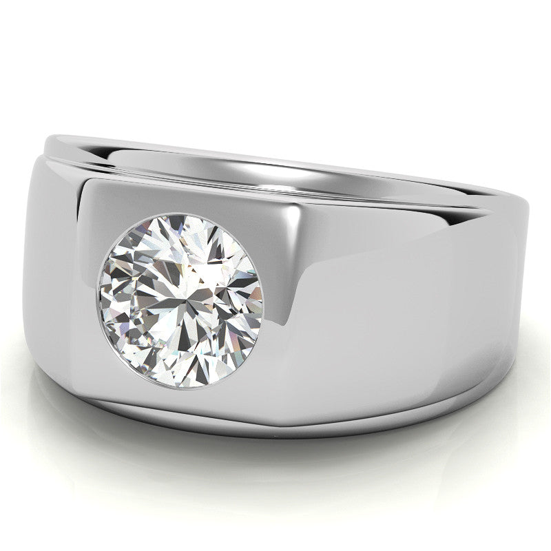8mm, 2ct Round Mens Moissanite Ring