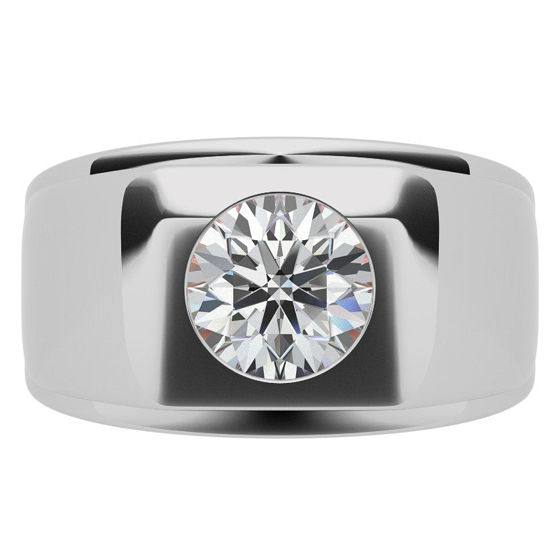 8mm, 2ct Round Mens Moissanite Ring
