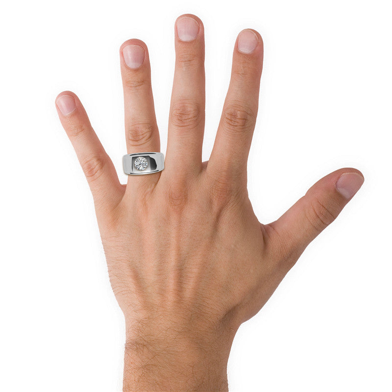 8mm, 2ct Round Mens Moissanite Ring