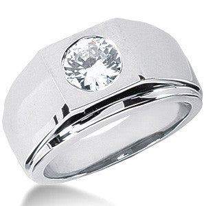 6.5mm, 1ct Round Mens Moissanite Ring