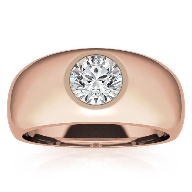 6.5mm, 1.0ct Round Mens Moissanite Ring