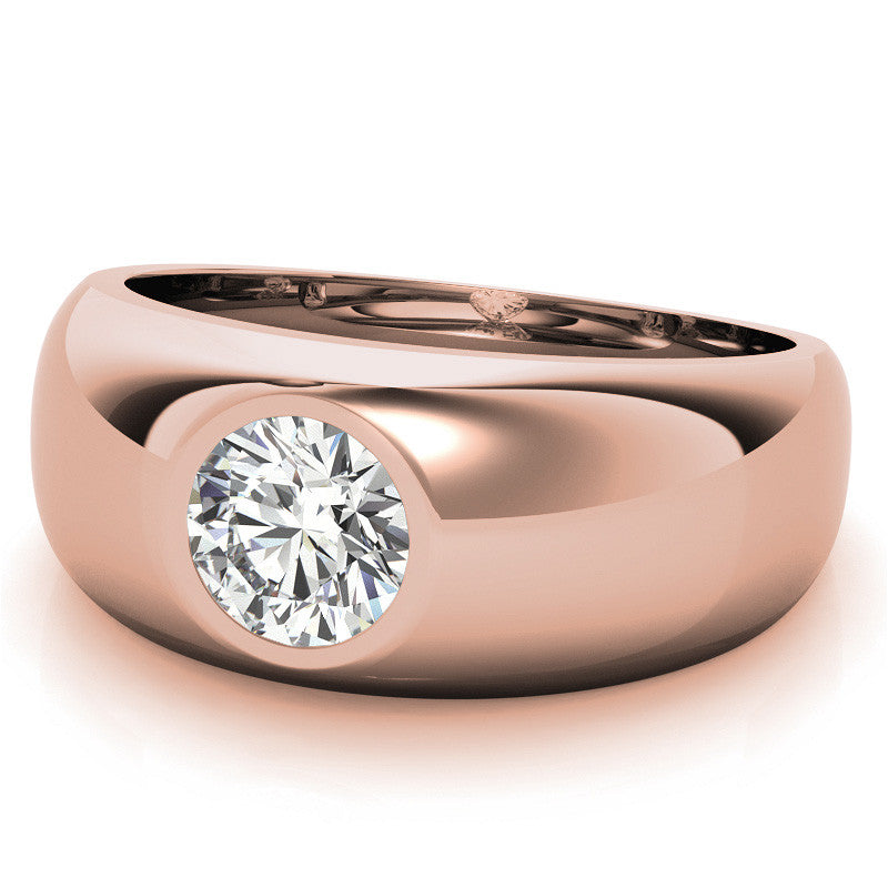 6.5mm, 1.0ct Round Mens Moissanite Ring