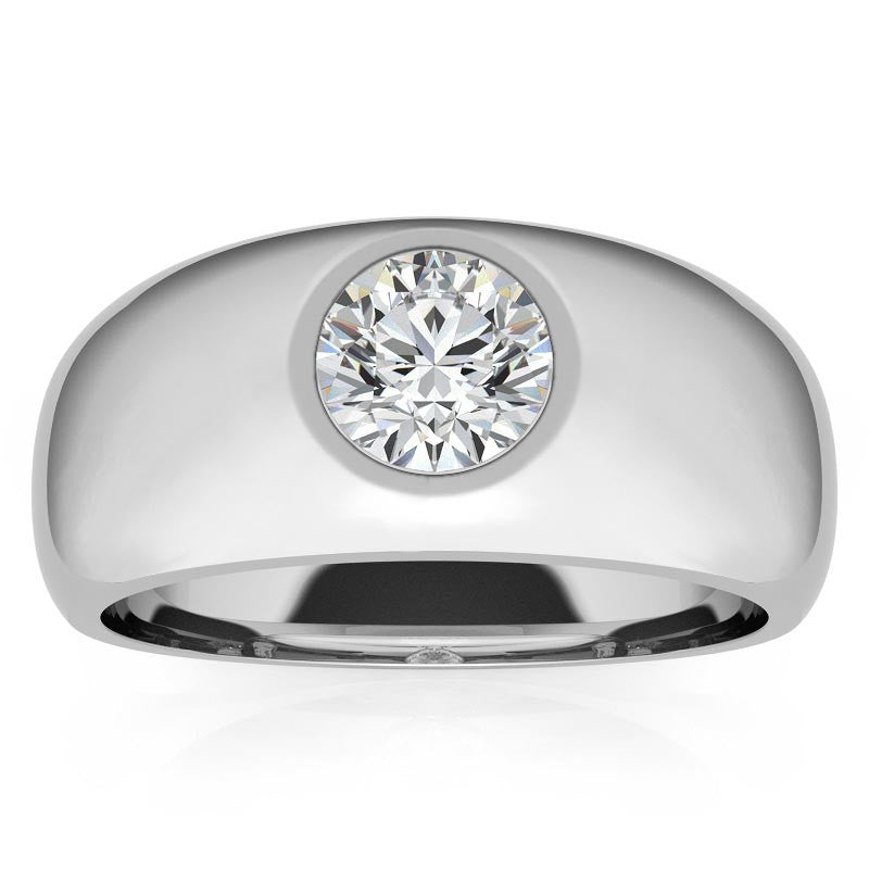 6.5mm, 1.0ct Round Mens Moissanite Ring