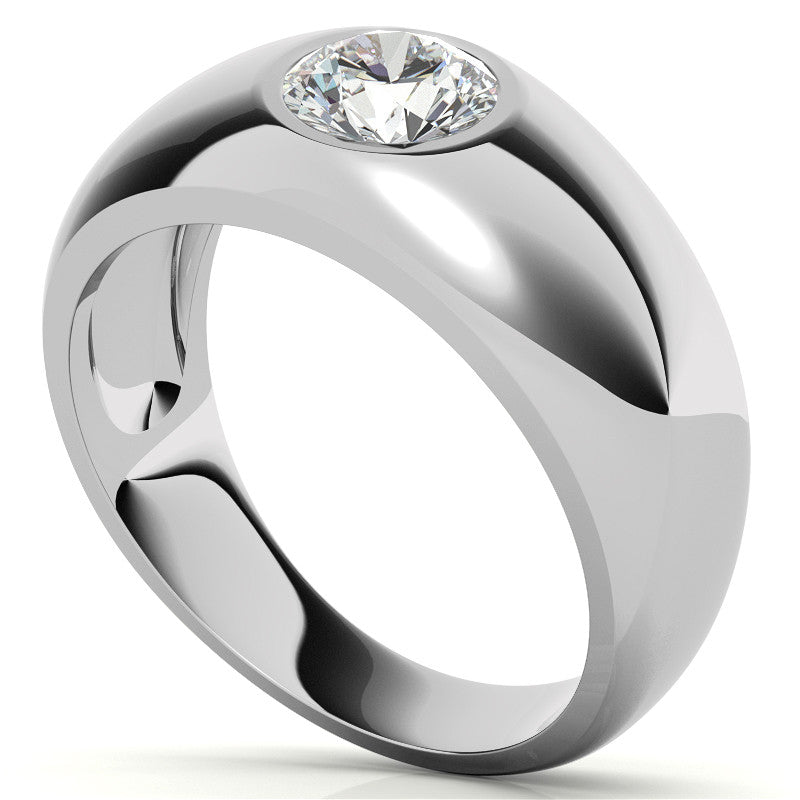 6.5mm, 1.0ct Round Mens Moissanite Ring
