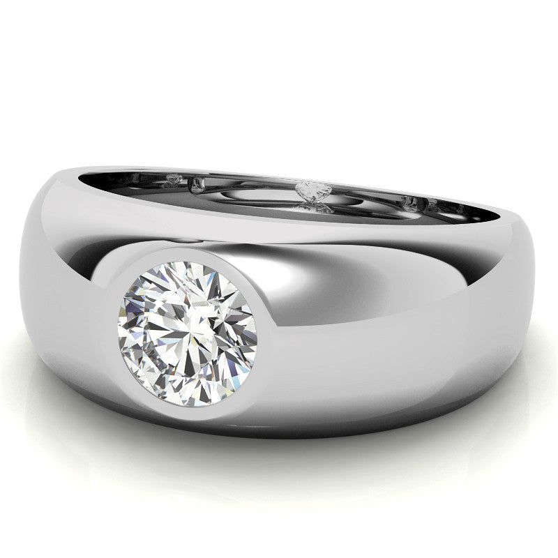 6.5mm, 1.0ct Round Mens Moissanite Ring