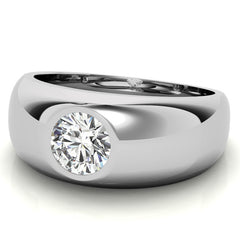 6.5mm, 1.0ct Round Mens Moissanite Ring