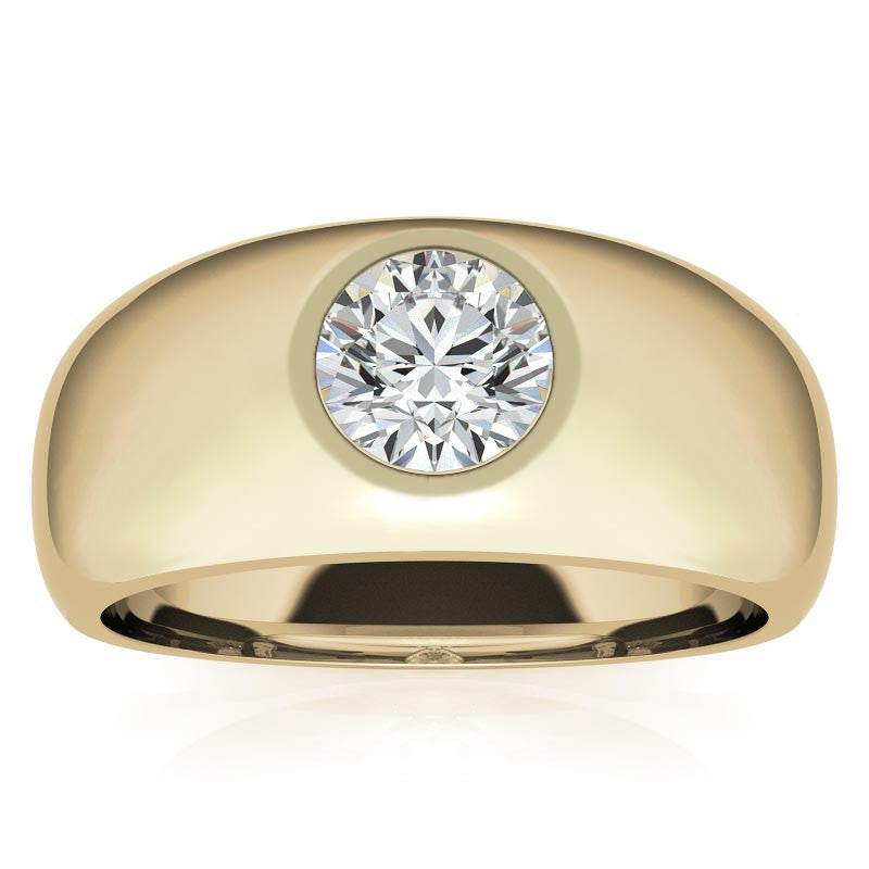 6.5mm, 1.0ct Round Mens Moissanite Ring