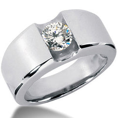 6.5mm, 1.0ct Round Mens Moissanite Ring